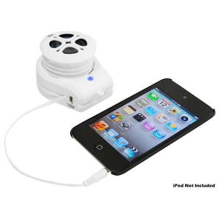 Pyle Bass Expanding Chainable Mini Speakers For iOS/MP3/Computer (White)