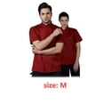 thumbnail image 3 of Camisas de manga corta de verano de algodón chef para hombres chaqueta de chef delantal botones Sweat Bands for Grill Restaurant Bar Shop Cafes Red M, 3 of 7