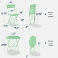 thumbnail image 3 of Best Choice Products 3-Piece Small Bistro Set, Folding Patio Furniture Set of 2 Chairs and Table - Mint Green, 3 of 9