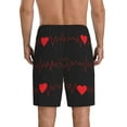 thumbnail image 3 of Easygdp Cardiogram and Heart Men's Short Pajama Pants, Sleep Shorts, Household Pants, Casual Pants with Pockets - Medium, 3 of 9