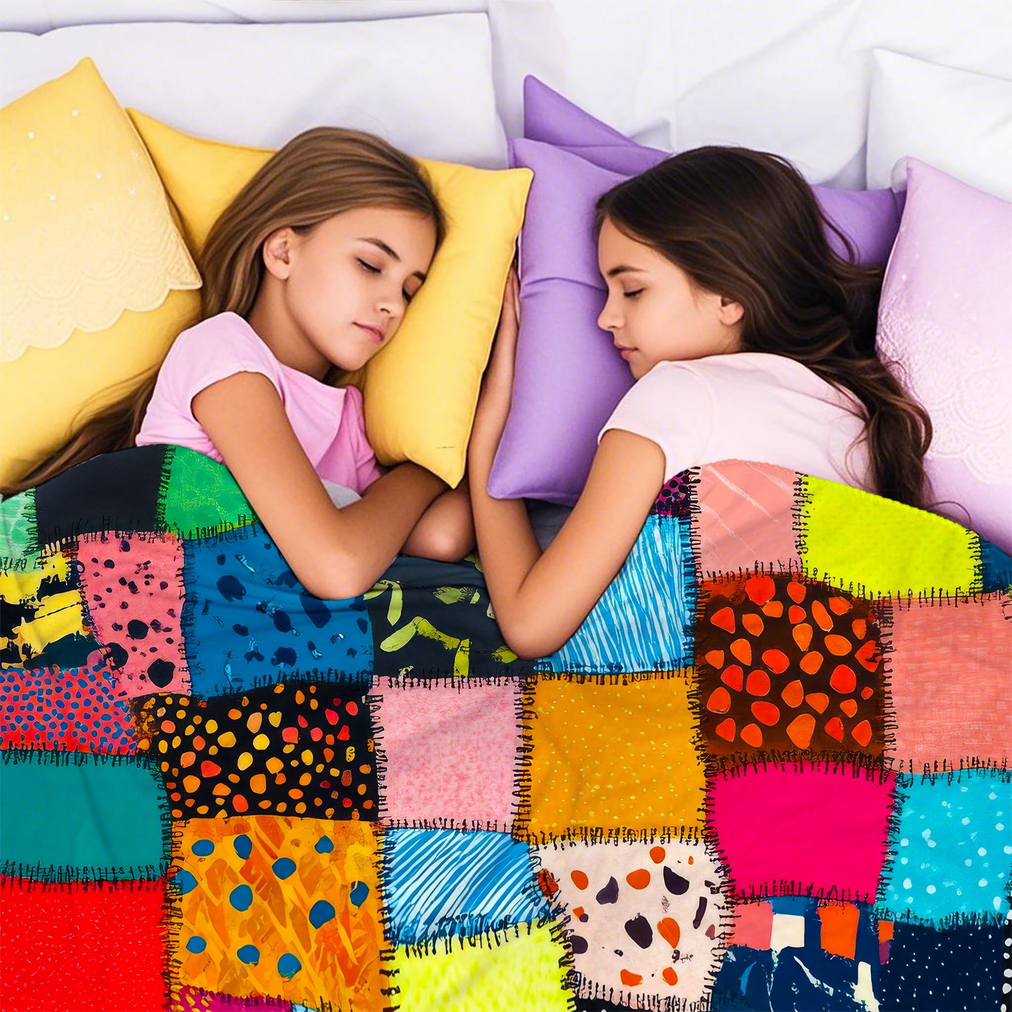 Sherpa Fleece Throw Blanket 40"x 50" Reversible Plush Fluffy Blanket, Double-Layer Super Soft Flannel Blanket for Sofa, Couch, Bed, Patchwork Floral Pattern