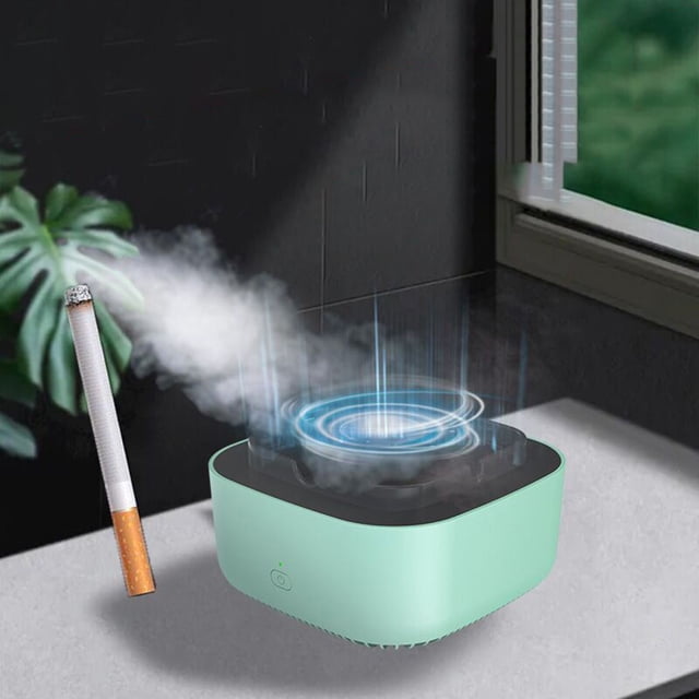Cenicero pequeño de iones negativos para cigarrillos – Cenicero multifuncional con purificador de aire para interiores, hogar y oficina, ABS ignífugo, extracción de humos de 360°, apagado automático.