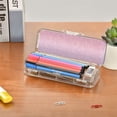 thumbnail image 7 of Plastic Pencil Box Large Capacity Pencil Boxes Clear Boxes with Snap-Tight Lid Stylish Office Supplies Storage Organizer Box Pink and Purple Glitter Pattern, 7 of 7