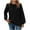 Black, variant on Womens Waffle Knit Sweaters Long Sleeve Blouse Solid Color Tunic Shirts Hollow Out Sleeve Tops Crew Neck Loose Tops