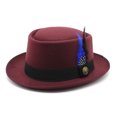 thumbnail image 2 of GDREDA Unisex Wool Fedora Hat Traditional Bavarian Style With Feather For Oktoberfest And Outdoor Festivities Hat Leopard Pattern, 2 of 3