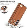 thumbnail image 3 of Finger Ring Wrist Band Phone Case Compatible with Samsung Galaxy S24 Plus for Women Girls, Adjustable Wristband Kickstand [Stand Function] PU Leather Case Cover for Samsung Galaxy S24 Plus, Brown, 3 of 8