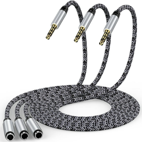 ABCPOW Headphone Extension Cable 6FT,3.5mm Aux Cord Male to Female Stereo Audio Extension Cable Nylon Braided Microphone Aux Adapter Headphone Extender Cable Cord 6FT for Headset iPhone Cellphone