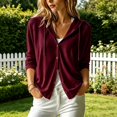 thumbnail image 3 of Lixiuxyad ‌Women's Hooded Cardigan Oversized Long Sleeve Button-Front Knit Cardigan,Red, 3 of 6