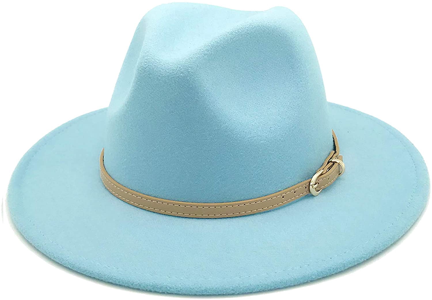 Women Classic Felt Fedora Wide Brim Hat 