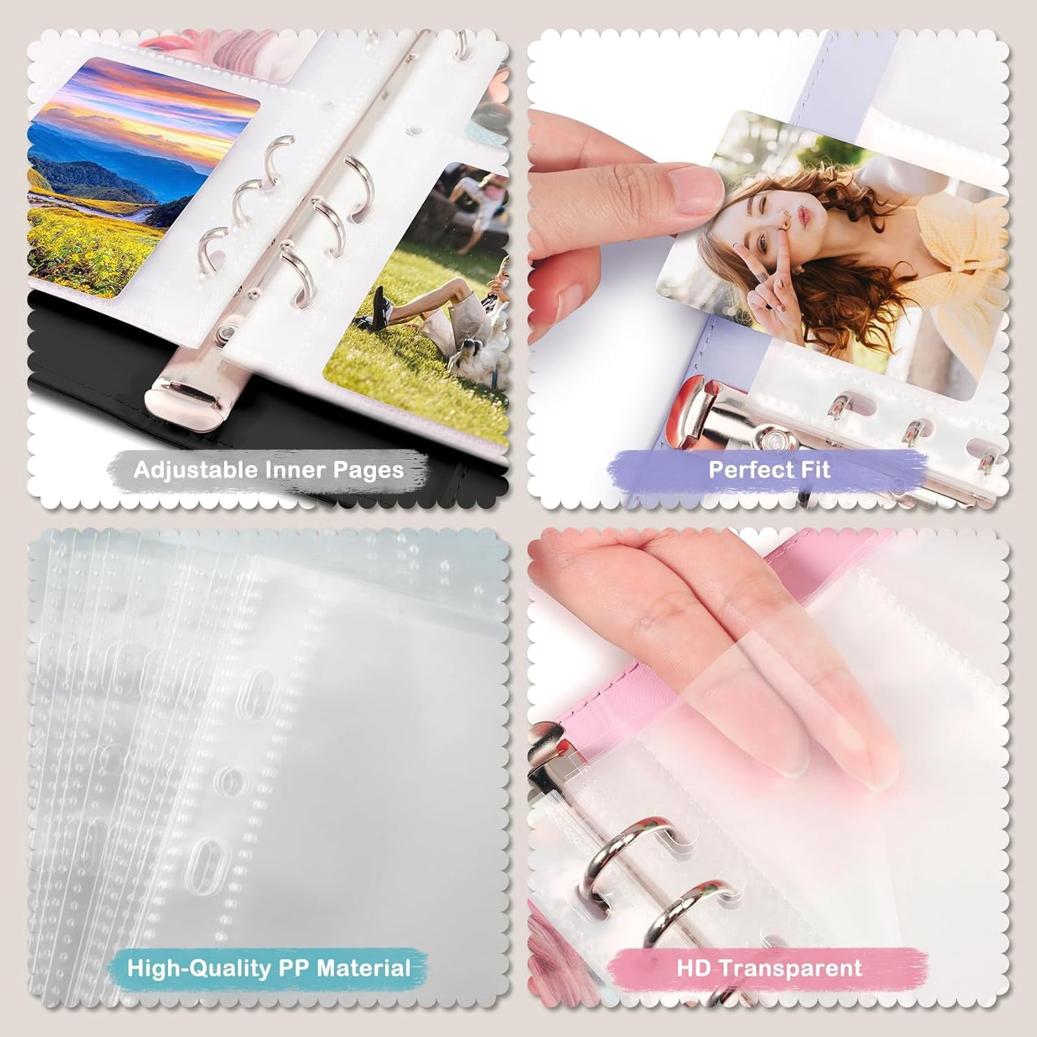 UM A5 Kpop Photocard Binder with 30 Pack 4-Pocket Card Pages,6 Ring A5 Binder Card Collector Album with 240 Card Slots,PU Leather Binder Cover with Magnetic Buckle Closure for Organizing Trading Card