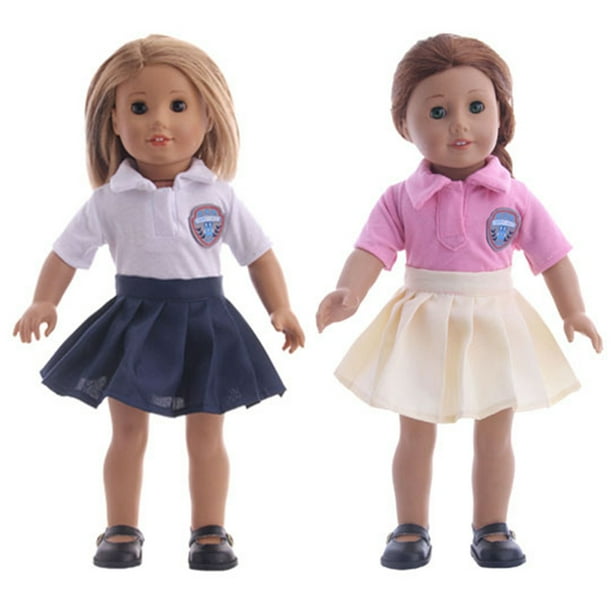 2 ensembles poupée uniforme scolaire poupée créative tenue vêtements de poupée  pour poupée fille 18 pouces 