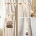 thumbnail image 4 of 2 Pack Magnetic Curtain Tiebacks with 3-Tier Tassel, Wood Bead Curtain Holdbacks No Drill, Boho Curtain Tie Backs, Decorative Curtain Holders for Drapes in Bedroom, Nursery, Living Room (Coffee Brown), 4 of 6