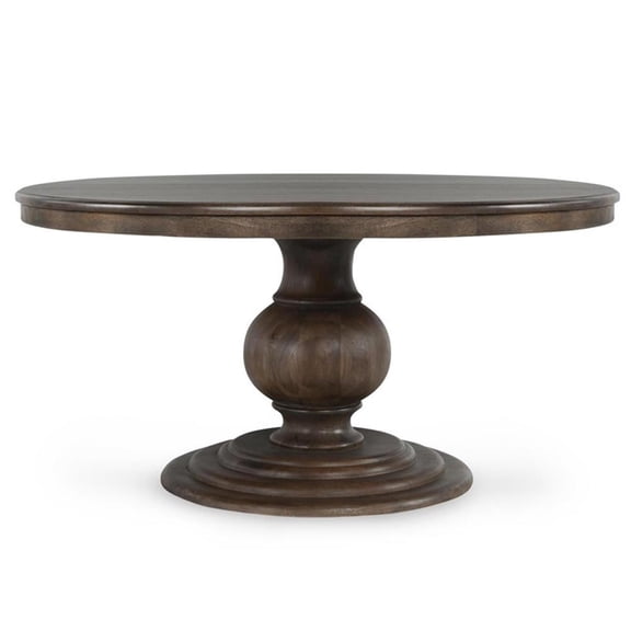 Pemberly Row 60" Round Mango Wood Dinning Table in Cocoa Brown