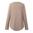 thumbnail image 3 of MHFRRA Camisa de Manga Larga con Cuello En V y Botones para Mujer, Blusa Informal para Otoño e Invierno, Cómoda, de Tela Suave, Elegante, para Uso Diario. Caqui, 3 of 7