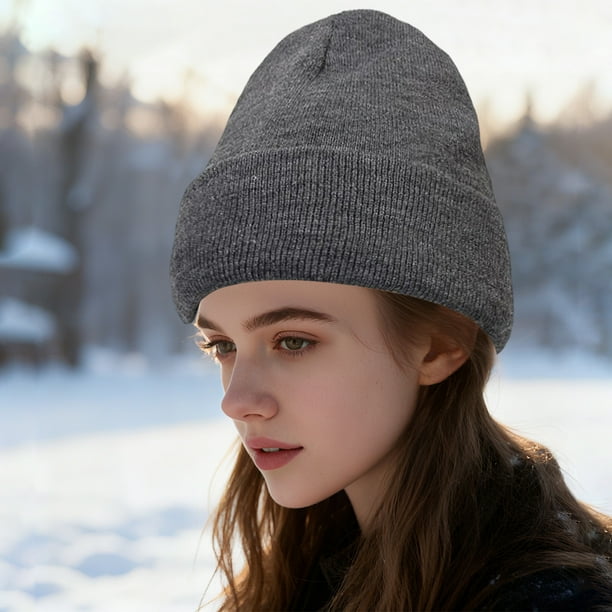 Sombrero de Lana de Poliéster Gorro de Tejido Cálido Del Pelo Protector de las Mujeres