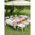 thumbnail image 3 of Happy Eatser Outdoor Tablecloth - 54x80 Inch Rectangle Dining Table Cover, Colorful Bunny Eggs Rustic Flowers Botanical Waterproof Outdoor Table Cloth with Umbrella Hole & Zipper for Picnic/Patio, 3 of 7