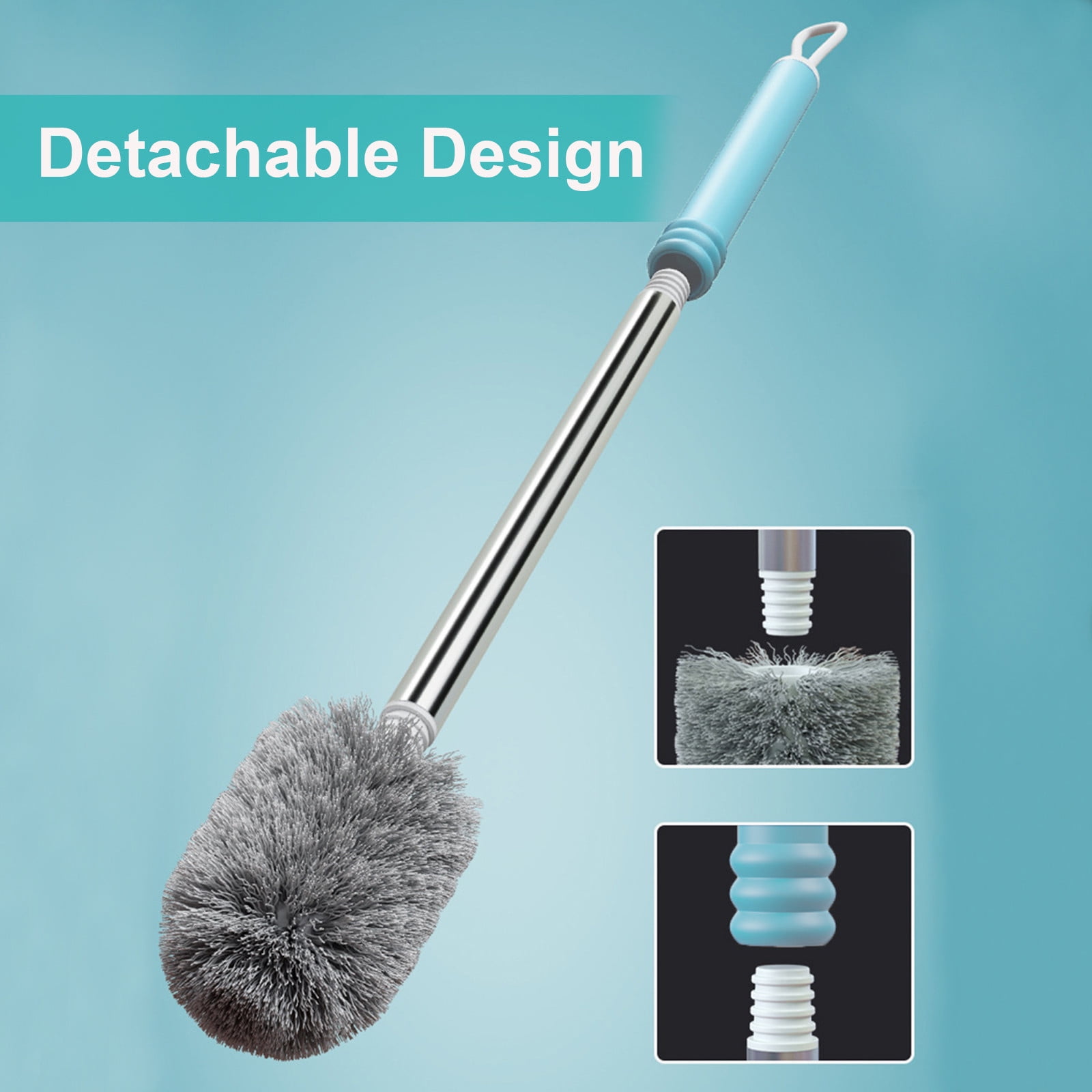 Toilet Brush with Long Handle,Modern Bathroom Cleaning Bowl Brush with Hard Bristles and Ergonomic Design,Washable Brush Head for Hygienic Deep Cleaning for Toilets,Bathrooms and Restrooms-Blue
