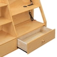 thumbnail image 6 of Harper & Bright Designs Full Over Full Floor Bunk Bed with Drawers & LED Lights, Solid Wood Full Size Bunk Bed Frame with Storage Shelves Bookcase and Charging Station for Bedroom Dormitory, Natural, 6 of 20