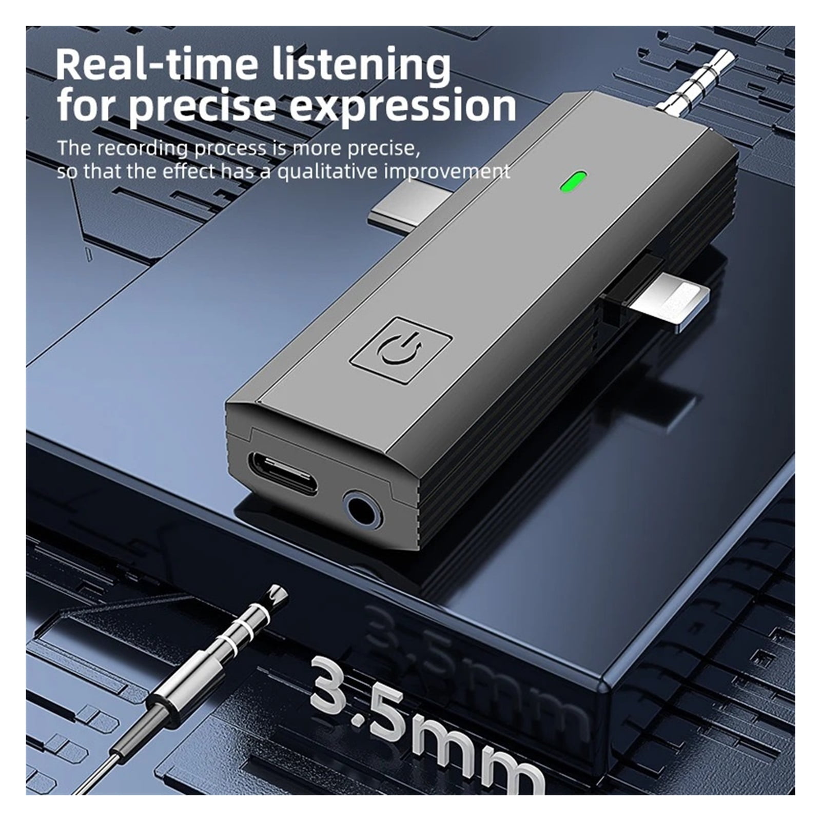 Wireless Lavalier Microphone Intelligent Noise-Reducing Mic for Type-C 3.5mm Jack Smartphone ,Multi-Function