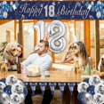 thumbnail image 3 of 18th Birthday Decorations for Boys Men, 18th Birthday Decoration Happy 18th Birthday Banner, Navy Blue Silver Balloons Eighteen Birthday Decoration Triangle Flag Banner 18 Years Old Birthday Party, 3 of 7