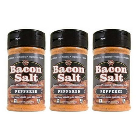 J&D's Peppered Bacon Salt - 3 PACK - Low Sodium All Natural Bacon Flavored Seasoning Salts