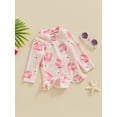 thumbnail image 3 of Bslissey Toddler Baby Rash Guard Swimsuit Romper Flower Print Long Sleeve Ruffles Zipper Bathing Suit 6M 12M 18M 24M 3T 4T Kids Summer Cute One Piece Swimwear Beach Wear, 3 of 8