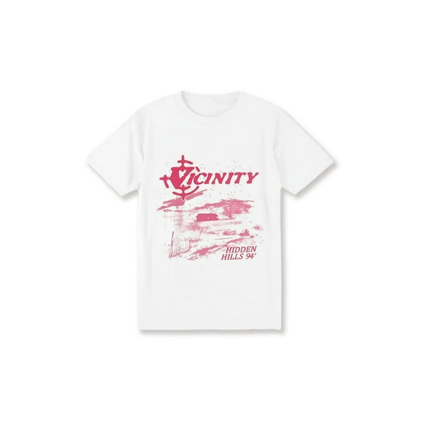 Vintage-Inspired "Vicinity" Graphic Tee, Casual Y2K Street Fashion, Loose Fit Women'S T-Shirt,Cotton 100%, Knit Fabric, All-Season, Alphabet Print, Round Neck Short Sleeve