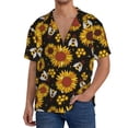 thumbnail image 3 of Xecao offers the Sunflowers And Bww for Men's Casual Short-sleeved Shirt, a button-up collared shirt with a pocket, perfect for beach vacations and yacht travel in the XX-Large size., 3 of 7