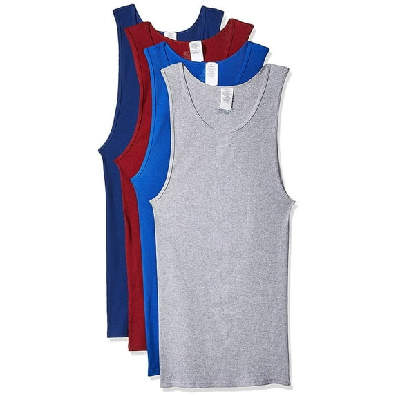 Fruit of the Loom Men's 100% Cotton A-Shirts Tank Tops Undershirts Assorted Solids, XXX-Large