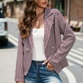 thumbnail image 2 of IROINNID Women's Blazer Jacket Long Sleeve Plaid Notch Lapel Outwear, Casual Autumn Winter Lapel Jacket Small Suit, 2 of 5