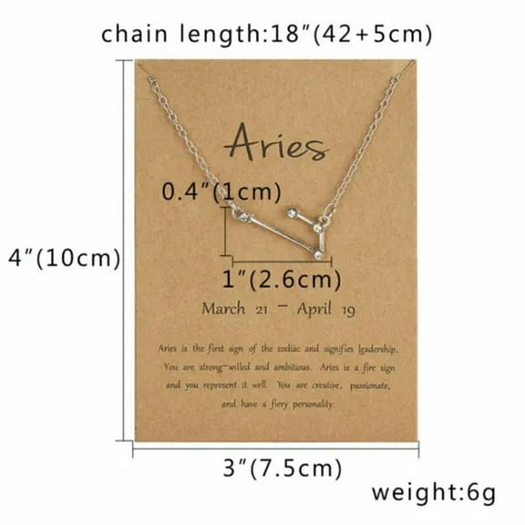 EOEMY Wholesale 12 Constellation Pendant Necklace Zodiac Signs Women Men Jewelry Gift-Aries