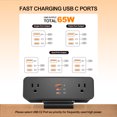 thumbnail image 4 of Desk Clamp Power Strip USB C 65W, Desktop Edge Mount Fast Charge Station 3 PD USB Port 2 AC Outlets 6ft Braided Extension Cord Flat Plug Fit Max 3.26’’ Tabletop Edge for Gaming Office Table, 4 of 8