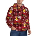 thumbnail image 2 of Naloa Vintage Santa Skiing Red Plaid Men's Casual Hooded Collar Drawstring Hoodies Pullover Sweatshirts Casual Long Sleeve Shirts-4X-Large, 2 of 7
