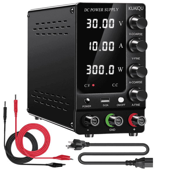 KUAIQU DC Power Supply Variable 30V 10A Regulated DC Bench Power Supply with Output Switch and USB SPS-C3010