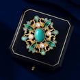 thumbnail image 4 of SmartBy Palace Style Women Retro Brooch Green Rhinestones Faux Pearls Exquisite Pin Vintage Suit Lapel Buckle Badge Outfit Accessories, 4 of 6