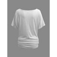 thumbnail image 6 of Womens Short Sleeve Boat Neck Side Shirring Dolman Drape Top, 6 of 6