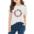 thumbnail image 4 of Girls White Cotton T-Shirt, Kids Love Rainbow Heart Graphic Short Sleeve Tee for Everyday Casual Wear,Size 4 T, 4 of 9