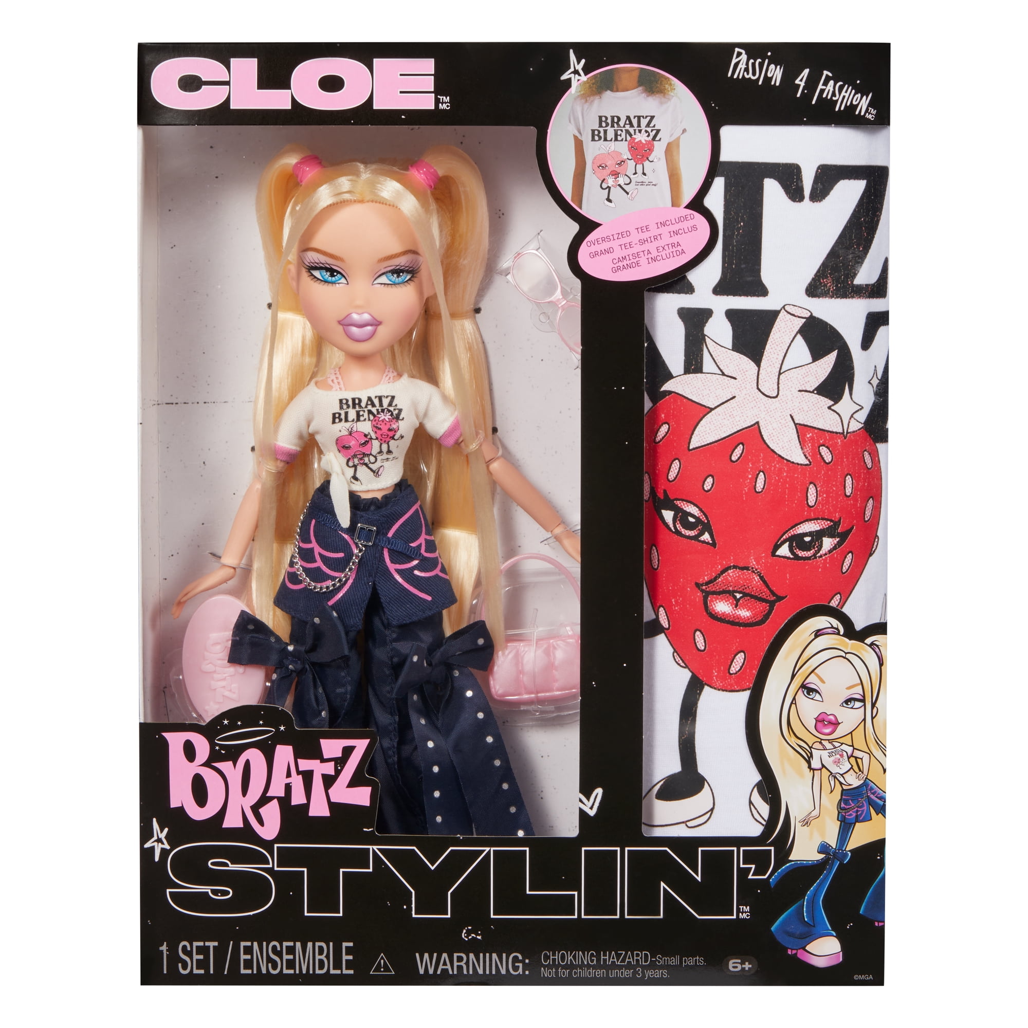 Bratz Stylin' Cloe Fashion Doll with Customizable T-Shirt for You and Accessories