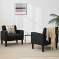 thumbnail image 6 of LAZZO Accent Chair, Mid-Century Modern Leather Tufted Armchairs for Living Room and Office, Black, 6 of 8