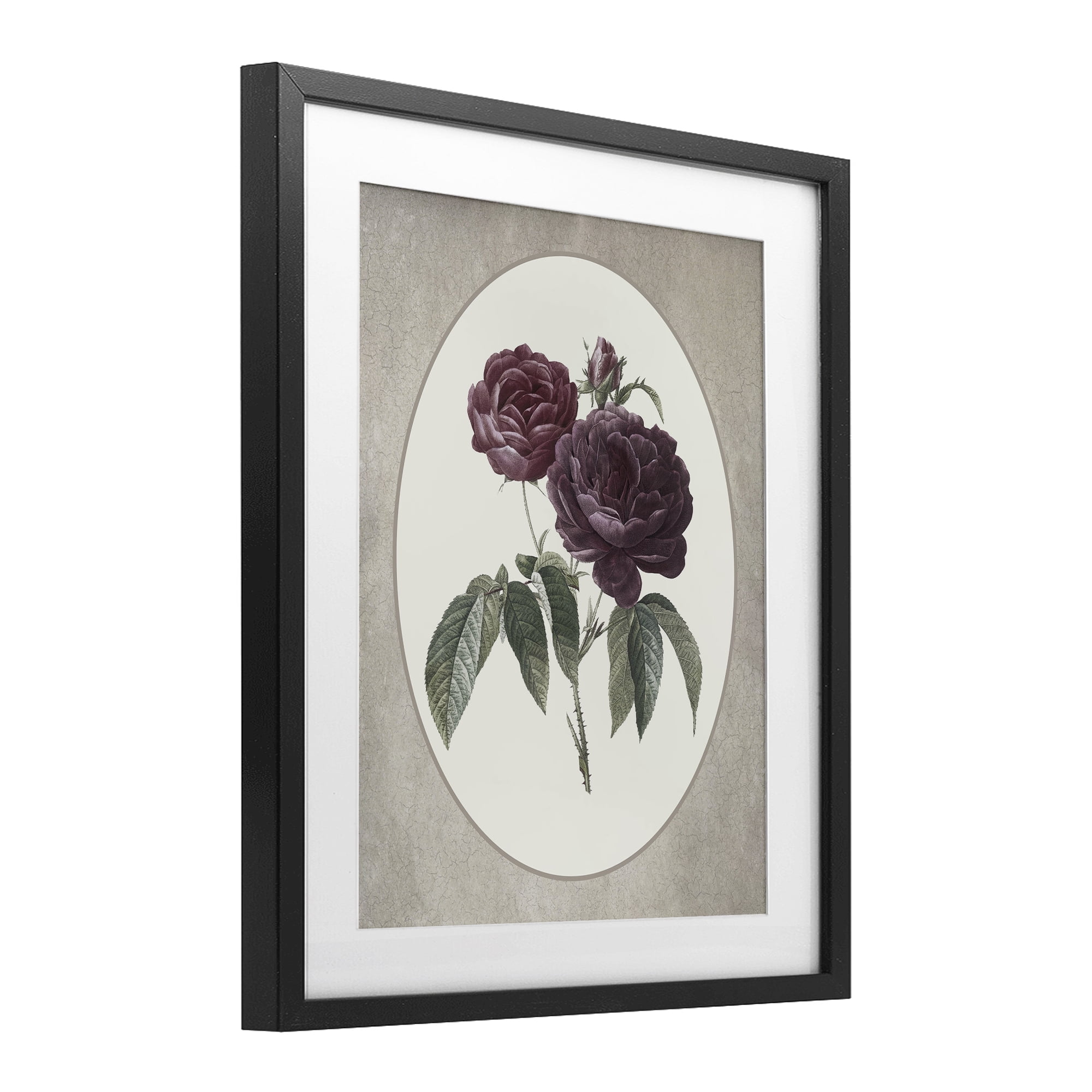 Vintage Blooms within Oval Black Framed Print Under Glass, design by Lettered and Lined