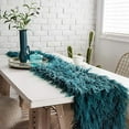 thumbnail image 2 of ERDOUY Luxury Faux Fur Table Runner Modern Ultra Soft Long Plush Shaggy Table Runners for Home Kitchen Party Wedding (Peacock Blue, 12"x87"), 2 of 4