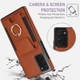 thumbnail image 5 of Wallet Case Compatible for Samsung Galaxy Note 20, with 360° Rotation Ring Stand PU Leather Case Cover with Side Stretchy Fabric Card Holder for Women and Men for Samsung Galaxy Note 20, Brown, 5 of 8