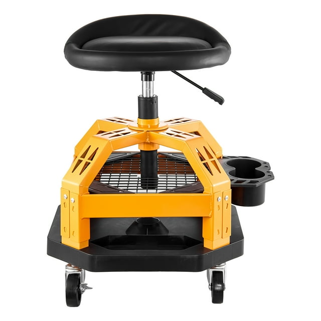KFFKFF Tabouret d'Atelier Roulant, Siège de Garage Pneumatique Robuste avec Capacité de 300 Lb, Siège à Roulettes à Hauteur Réglable, Tabouret d'Atelier Rembourré Pivotant à 360° avec Roulettes