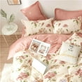 thumbnail image 6 of Jolusere White with Pink Flowers Queen Comforter Sets, 3 Pieces Chic Garden Style Reversible Bedding Sets for Adults All Season, 6 of 8