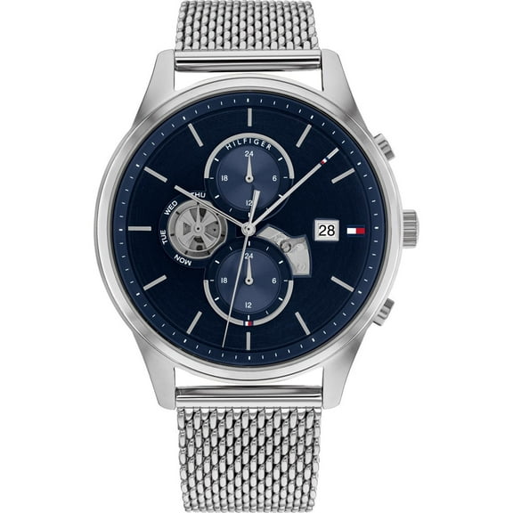 Tommy Hilfiger 1710504 Men's Blue Multifunction Analog Watch Mesh Bracelet