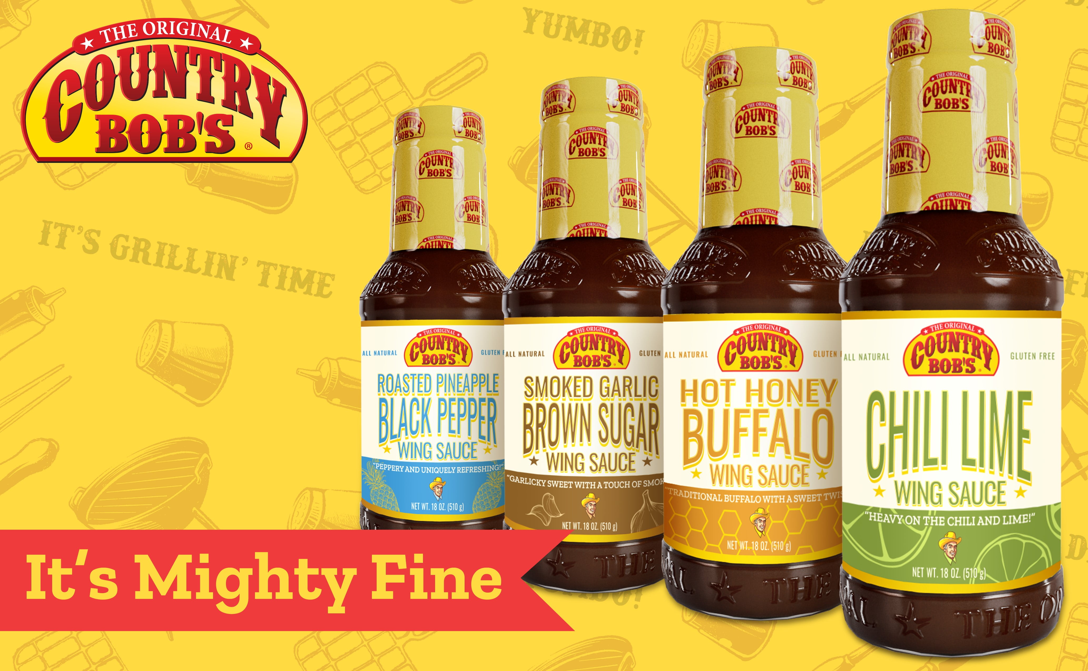 (3 pack) Country Bob’s Hot Honey Buffalo Wing Sauce, 18 oz Bottle, Gluten-Free
