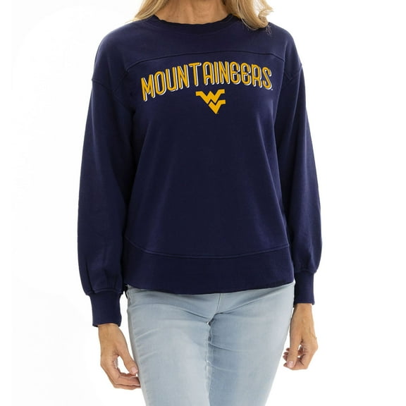 Women's Navy West Virginia Mountaineers Yvette Pullover Sweatshirt