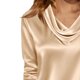 thumbnail image 4 of Hecho para Más Camisa Mujeres Elegante Draped Escote Plisado Cuello de Satén Tres Cuartos de Manga Blusa, Tops de Satén para las Mujeres Chic Casual, 4 of 7