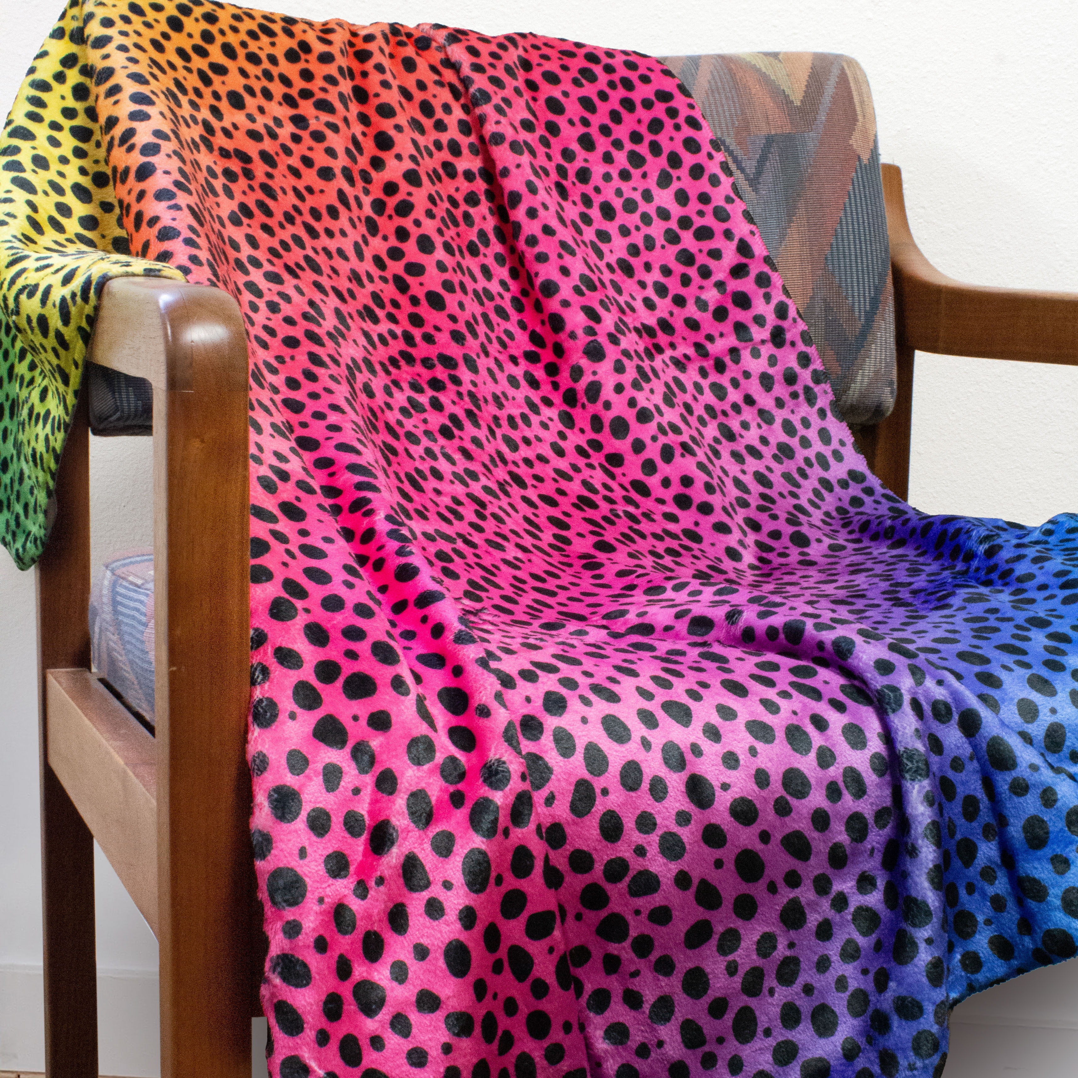Everything Comfy Cheetah Print Decorative Throw Blanket, 30" X 40", Rainbow Gradient