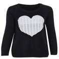 thumbnail image 3 of Pull-Over Tricoté à Manches Longues Motif Cœur pour Femmes Saint-Valentin Noir TTG, 3 of 8